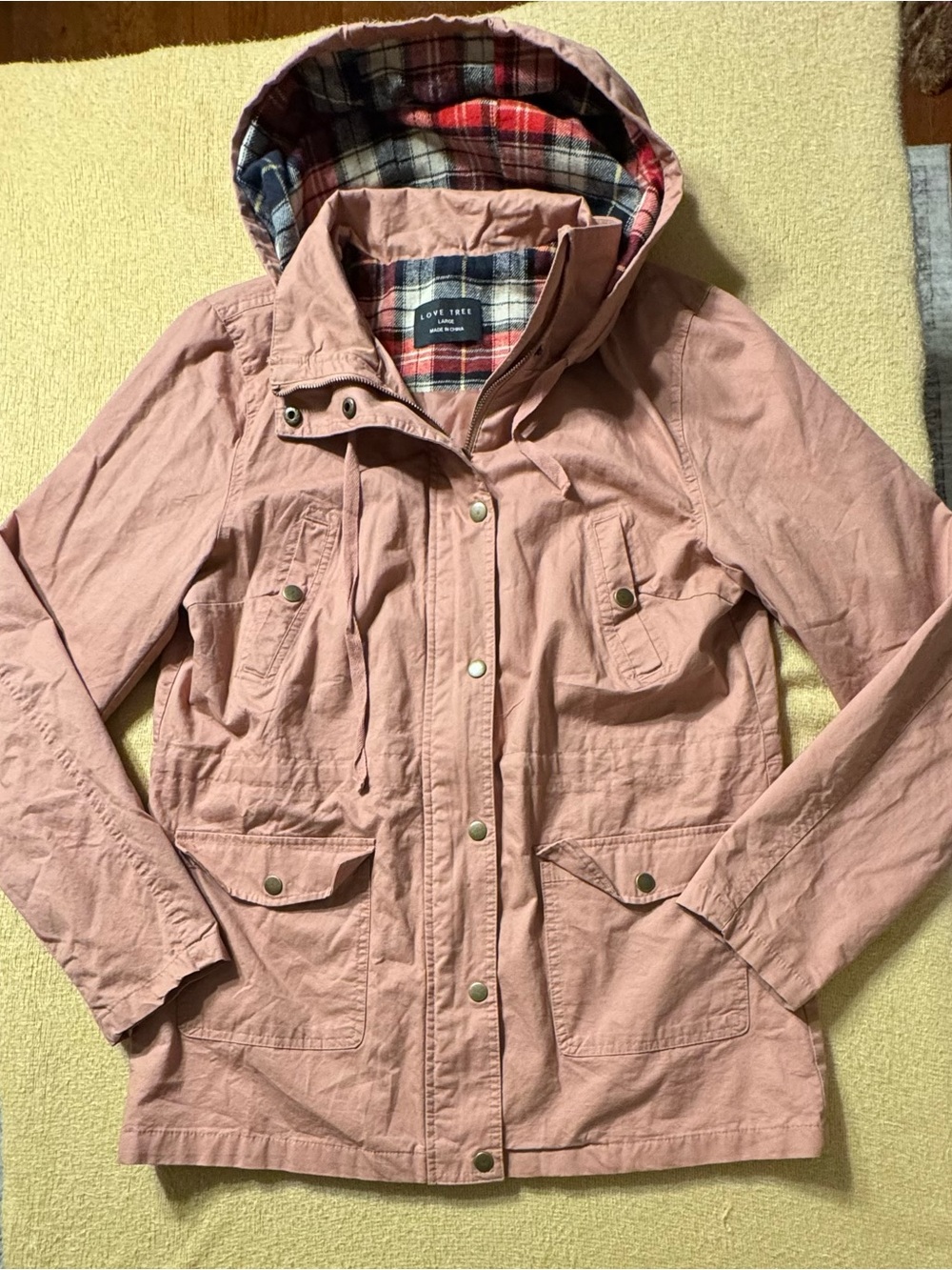 Love Tree Rose Pink Hooded Utility Anorak Jacket